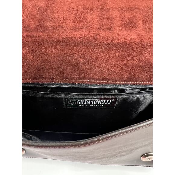 GILDA TONELLI Bag Leather Crocodile Embossed Brown Italian Leather - Picture 6 of 16